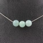 Pierres et Min&eacute;raux. Collier 3 perles Amazonite 8 mm. Chaine en acier inoxydable Collier femmes, hommes. Taille personnalisable.