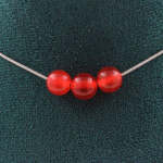 Pierres et Min&eacute;raux. Collier 3 perles Calc&eacute;doine rouge 8 mm. Chaine en acier inoxydable Collier femmes, hommes. Taille personnalisa