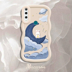 Maalitud mustriga Suure Laine &Auml;&auml;r Pehmest Silikoonist Materjalist Makroon Telefoni&uuml;mbris P&otilde;rutuskindel Kaitsev Kummist Kest iPhone'ile Huawei Honorile Infinixile Tecnole Tecno Spark 6 Go valge