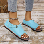 Naiste pluss-suuruses sandaalid pandlarihmaga &uuml;mara ninaga vabaaja naiste lamedad kingad s&otilde;rmk&uuml;baraga kattega kontsaga mugavad kerged sandaalid 41 sinine