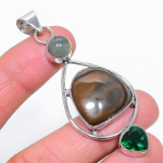 Natural Mookaite, Diopside 925 Sterling Silver Jewelry Pendant 2.88 i1k00