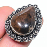 Natural Mahogany Obsidian Gemstone 925 Sterling Silver Jewelry Ring Size 6 l7d78