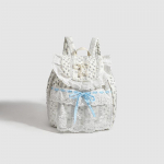 Moodne k&otilde;ik-&uuml;hes kott lillelise pitsiga lapitehnikas volditud lipsuga seljakott riidest kott