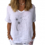 Naiste Mood Linane Pluus Suvine Vabaaja L&uuml;hikeste Varrukatega T-s&auml;rk Daamide Lilleprindiga Pullover Vaba &Uuml;laosa S