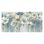 Moodsad lillelised valged sinised akvarellplakatid seinale, l&otilde;uendile maalitud pildid, elutoa sisustus, kodukaunistamine 50x100cm