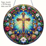 2D lame akr&uuml;&uuml;l P&uuml;ha Risti ketas ripats, kodu kaunistamise kingitused, k&auml;sitsi valmistatud p&uuml;hade kingitused, s&otilde;prade ja pere p&auml;evakingitused A53