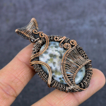 Natural Tree Agate Gemstone Handmade Copper Eire Wrap Jewelry Pendant 2.64 h7l83