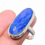 Sapphire(Simulated) Gemstone 925 Sterling Silver Jewelry Ring Size 9 i2u20