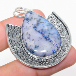 Natural Dendrite Opal Gemstone 925 Sterling Silver Gift Pendant 1.97 j8h11