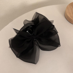 V&otilde;rgusilmast v&ouml;&ouml;rihaardeklamber, naiste hobusesaba punutud juukseklamber Elegantne t&uuml;druku juukseklamber must