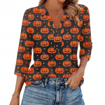 Naiste Mood Vabaaja Rev&auml;&auml;r 3/4 Varrukaga Halloweeni Prindiga S&auml;rk Naiste V-kaelusega Topid L ts&uuml;aan