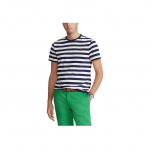 Polo Ralph Lauren Ss23 Triibuline V&auml;rviplokk &Uuml;mmarguse Kaelusega L&uuml;hikeste Varrukatega T-s&auml;rk Meeste Topid Tumesinine 710843088-005 XXL