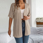 Naiste mood vabaaja &otilde;&otilde;nsate l&uuml;hikeste varrukatega kootud puhkuse p&auml;ikesekaitses&auml;rk &uuml;hev&auml;rviline kardiganjakk XL