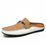 Suured suurused 37-47 Avatud seljaga vabaajajalatsid Muulad Meeste Suvi Ehtne nahk Mokassiinid Sussid Poolkingad Slip-on Lamedad Sandaalid 38