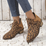 Naiste l&uuml;hikesed saapad 2024 Mood Terava ninaga Paks konts T&ouml;&ouml;ks Leopard Ankle Chelsea saapad Gooti Cowboy pumbad K&uuml;lgmine t&otilde;mblukk Naiste saapad 36 pruun