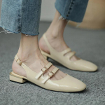 Naiste sandaalid Suvekingad Naiste madalad kingad Kahekordse pandlaga Mary Janes kingad Lakknahast kleidikingad Tagarihm Zapatos Mujer 40 aprikoosi