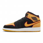 Air Jordan 1 Mid SE GS Vivid Orange Laste tossud Must Cardinal-Punane Valge FJ4924-008 36.5