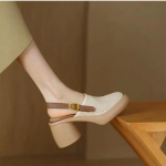 Moodsad V&otilde;rk Naiste K&otilde;rged Kontsad Sandaalid Platvormkingad Mules Slingback Sandaalid Retro Kleidi Mood Paksud Kontsad Kuulus Br&auml;nd 39 beige