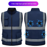 Meeste suvine jahutav vest ventilaatori ja helkurribadega ehitusplatsidele 3XL (185-190cm/80-90kg) gray