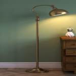 Vintage Curve messingist antiikviimistlusega retro p&otilde;randalamp seisav reguleeritav, liigutatav kuppelvari ja kael valguse fokuseerimiseks, lugemist&ouml;&ouml; lamp Pakk 1