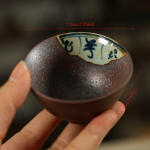 K&auml;sitsi visatud Gong Fu teetass - Roostekarva glasuuriga keraamiline kauss, Ahjus muudetud meistritass, Pliivaba Hiina teejoomise teekomplekt 90ml