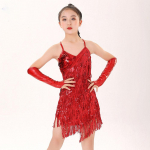 T&uuml;drukute Seksikad Litrite ja Frillidega Salsa Ballitantsu Tango Cha Cha Rumba Samba Ladina Tantsukleidid Laste Ladina Tantsukleit XL punane
