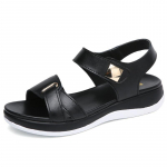 2024 Uued Suvised Ehtsast Nahast Avatud Varvastega Naiste Sandaalid Moekas Pandlaga Madalad Naiste Sandaalid Vabaaja V&auml;lisjalan&otilde;ud Naiste Ranna Sandaalid 40 must