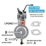 Uus 3KW 168F 170F Bensiinigeneraator LPG Karburaator Kahek&uuml;tuseline LPG NG Gaasi Karburaatori Konversioonikomplekt Generaatori Osadele 6.5HP gray