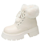 Soojad puuvillased kingad naiste aasta talvepolsterdatud paksendatud lumesaapad paksu tallaga saapad 39 beež