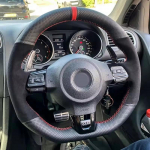 DIY Auto roolikatte kate Must seemisnahast Volkswagen Golf 6 GTI MK6 VW Polo GTI Scirocco R Passat CC R-Line 2010 jaoks 3