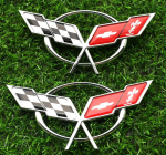 Paar komplekt Esi- ja Tagumine Ristlipu Embleem Auto Embleem Asendus 1997-2004 Corvette C5 19207384 19207385 (Chrome)