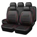 Universaalne nahast autokattekomplekt Punane Lihtne Veekindel 5-kohalisele autole SN-2126-9PCS-RD