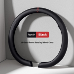 For Citroen DS7 Nappa Leather grain Car Steering Wheel Cover Breathable and Anti Slip Accessories Interior Accessories D Black