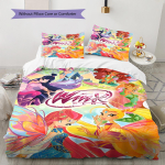 Winx Club Kujutisega Voodipesu, Tekikomplekt Tekikate Padjap&uuml;&uuml;r Kodu S&uuml;nnip&auml;evakingitus (1 * tekikott + 2 * padjap&uuml;&uuml;ri, ilma s&uuml;damikuta) 135x200cm