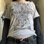 BeatStreet Y2K Grunge Emo Vintage T-s&auml;rk 2000ndad Rist Cyber Goth Lapitehnika Pikkade varrukatega T-s&auml;rgid E-t&uuml;druk Gooti Harajuku L&otilde;dvad Topid Naistele S