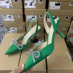 Naiste Sinised Slingback K&otilde;rge Kontsaga Kingad Kristallist Vibu Peokleidiks Kingad Naine Seksikad Terava Ninaga Stilettkontsaga Sandaalid Suvi 2025 35 roheline