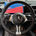 K&auml;sitsi &otilde;mmeldud libisemiskindel must s&uuml;siniknahast autoringkatteratas Mercedes Benz C260 E300L GLB200 GLE jaoks - 2
