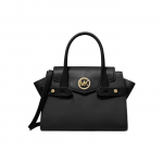 Michael Kors Mk Carmen Kirjalogo &Uuml;hev&auml;rviline T&ouml;&ouml;le K&auml;imiseks Kunstnahast Kandekott Crossbody &Otilde;lakott Keskmine Naiste kotid Must 35S2GNMS8L-001 Basic Set (Bag+Dust Bag)