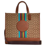 Coach Dempsey 40 Monogramm Business Casual V&auml;rviplokk Jacquard Nahast T&otilde;mblukuga K&auml;ekott Ostlemiseks T&ouml;&ouml;lk&auml;imiseks Ristkorpuseline K&auml;ekott Suur Naiste T&otilde;mblukuga K&auml;ekott C5793-IMT1O Basic Set (Bag+Dust Bag)