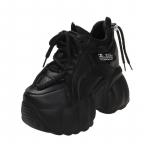 11CM Naiste Vabaaja Nahast Kingad S&uuml;gis Lihvitud K&otilde;rge Platvormiking Thick Sole Spordijalatsid Naiste Tossud Chaussure Femme 34 must