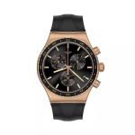 Swatch Irony Metalliseeria Kvartsliikumisega 30m Veekindel Kell 43mm Must T&auml;hikuga Roostevabast Terasest Korpus Kummirihm Unisex kellad YVG410 Black Dial black