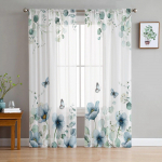 Eukal&uuml;pti tulbi liblikas lill karikakra leht l&auml;bipaistvad kardinad magamistuba elutuba aken kardinad t&uuml;llkardinad lastetuba 135W x 114H(cm)