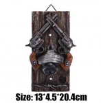 Seinale paigaldatav pudeliavaja, kahe p&uuml;stoli kujuline, klassikaline kauboi stiilis, veini- ja &otilde;llepudeliavaja, vaik, k&ouml;&ouml;gitarvikud, baar, kodu kaunistus must