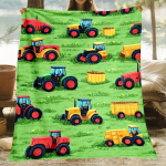1 tk Traktor Talumajapidamismasinad Roheline Pōld Flanelltekk Lapsed P&otilde;llumajandusteema Pehme Visketekk Poiste M&auml;ngutuba Dekoor Kingitus 75x100cm (30x40inch)