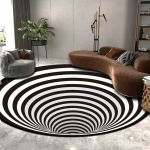3D spiraali illusioon &uuml;mmargused vaibad must-valge ruuduline suur ala vaip elutuppa magamistuppa esikukatte mat kaunistus 100cm