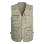 Suur suurus hingav puuvillane meeste kalastusvest jakk laskmiseks mitme taskuga XXXXXL khaki