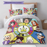 Gravity Falls Muster Voodipesu Tekikomplekt Tekikate Padjap&uuml;&uuml;r Kodukaunistus S&uuml;nnip&auml;evakingitus (1 * tekikott + 2 * padjap&uuml;&uuml;ri, ilma s&uuml;damikuta) 135x200cm