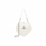 VIVIENNE WESTWOOD Belle Saturni logo S&uuml;damekujuline Kett Litsimustriga Nahast Crossbody T&otilde;mblukuga K&auml;ekott Naiste Kotid Valge 4304006NS000DA401 Basic Set (Bag+Dust Bag)