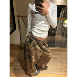 Armee roheline kamuflaaž lai dressip&uuml;ksid Stiilsed t&auml;navakunst straight-leg dressip&uuml;ksid Harajuku stiil Hip Hop Y2k p&uuml;ksid Streetwear M armee roheline v&auml;rv