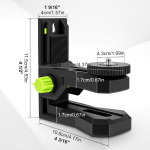 L-kujuline magnetiline kinnitusbaas laserloodile, 1/4''-20 keermega laserloodi statiivialus 360&deg; horisontaalne p&ouml;&ouml;rlemine K&otilde;rgus reguleeritav L Shape must